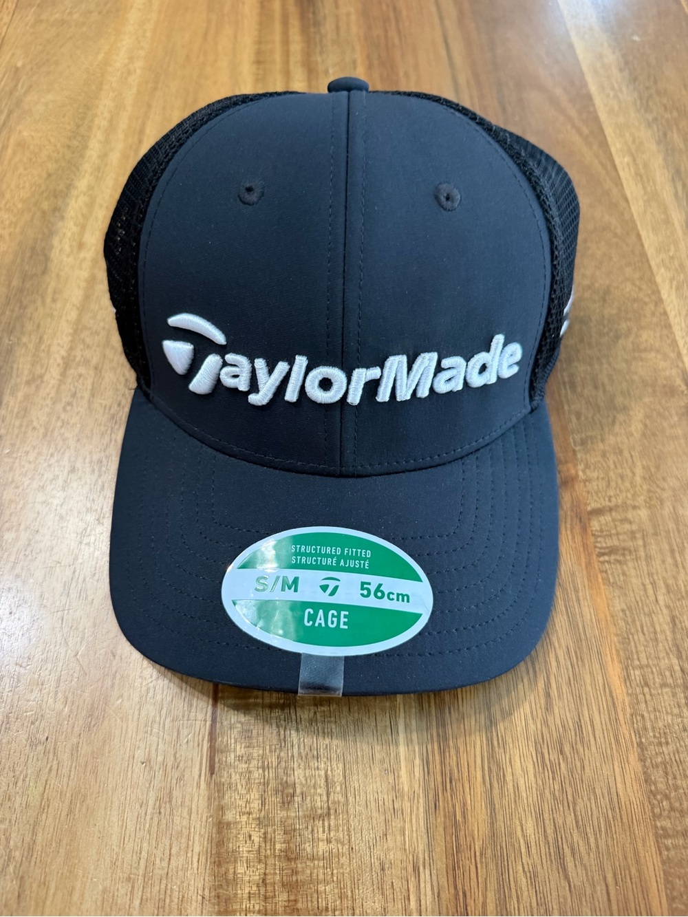 NWT TaylorMade Black Mesh Cap with White Logo Tab S/M 56 cm